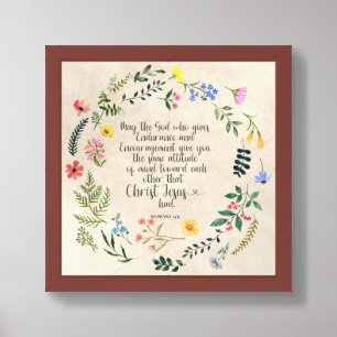 Romans 15:5 Bible Verse Image Framed Art