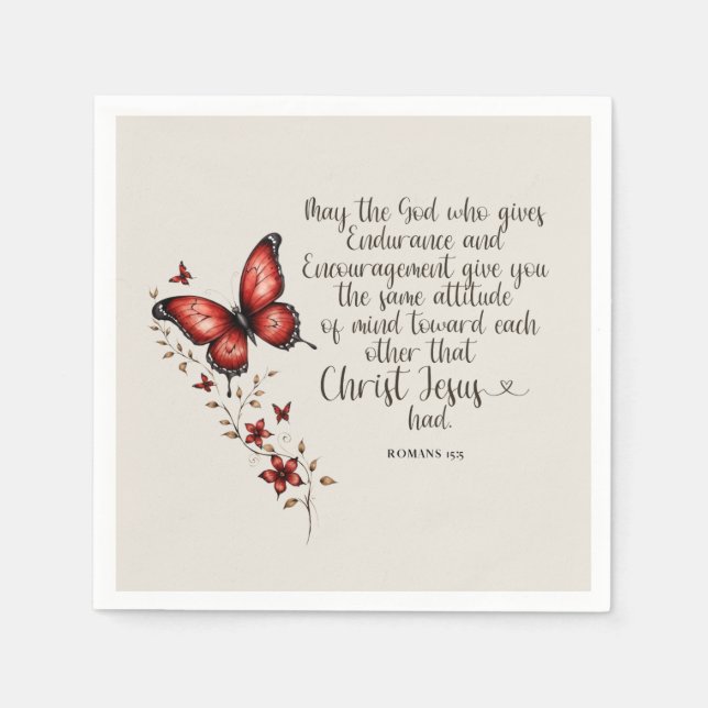 Romans 15:5 Bible Verse Image Napkins (Front)