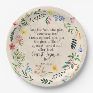 Romans 15:5 Bible Verse Image Paper Plates