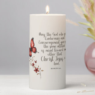 Romans 15:5 Bible Verse Image Pillar Candle