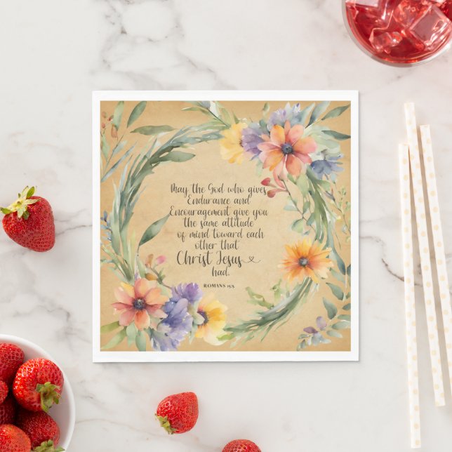 Romans 15:5 Bible Verse Paper Napkins (Insitu)