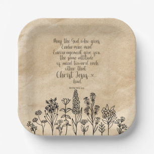 Romans 15:5 Bible Verse Paper Napkins Plates
