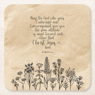 Romans 15:5 Bible Verse Paper Napkins Square Paper Coaster