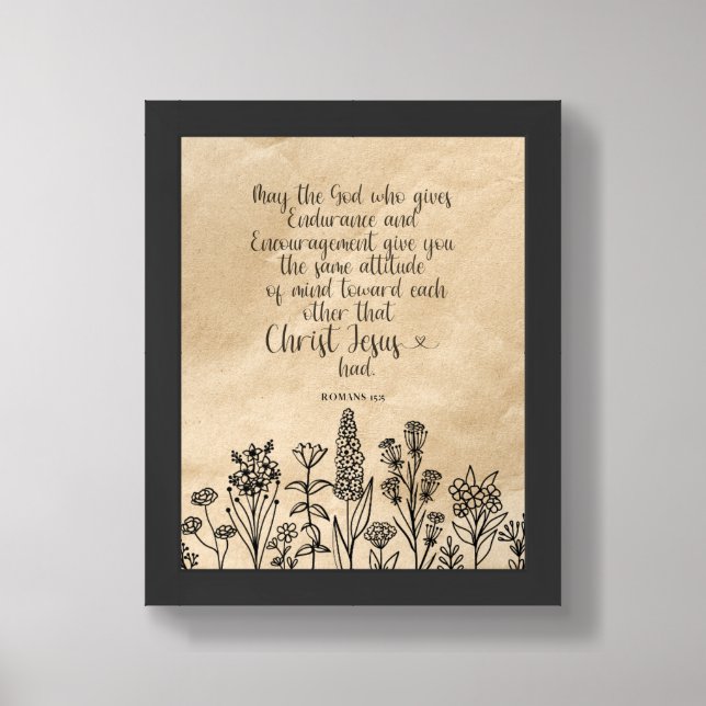 Romans 15:5 Christian Bible Verse Image  Framed Art (Framed Front)