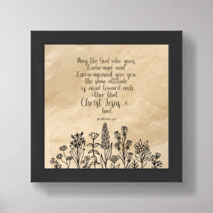 Romans 15:5 Christian Bible Verse Image  Framed Art