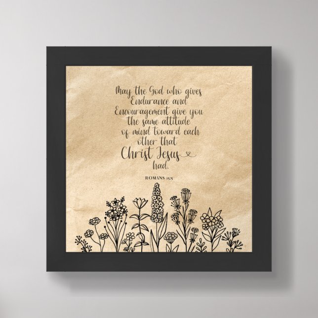 Romans 15:5 Christian Bible Verse Image  Framed Art (Framed Front)