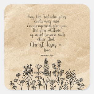 Romans 15:5 Christian Bible Verse Image Square Sticker