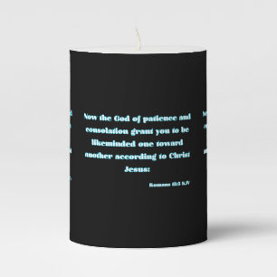 Romans 15:5 KJV Bible Scripture Pillar Candle