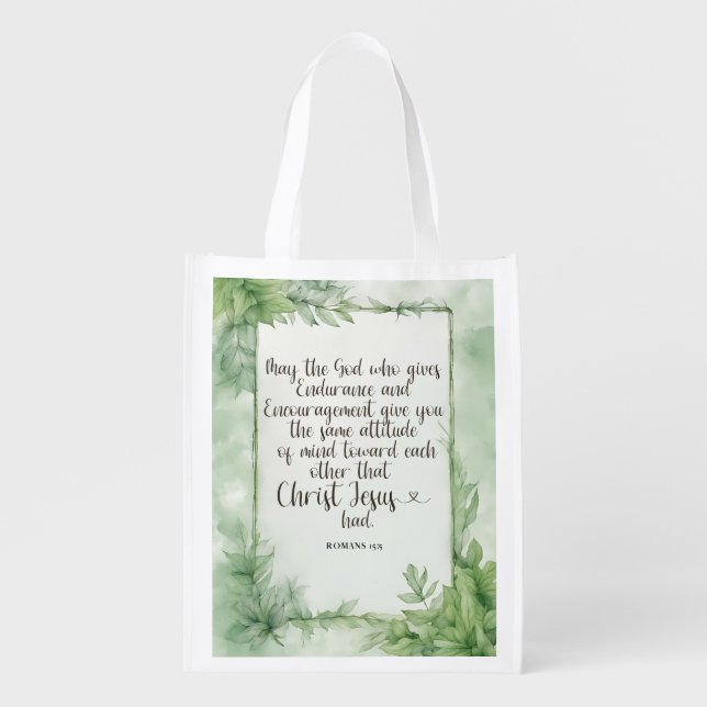 Romans 15:5 Reusable Grocery Bag (Front)