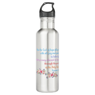 Romans 15 Bible Verse Design Stainless Steel Water Bottle