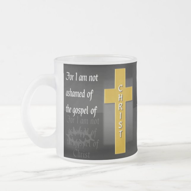 Romans 1:16a Bible Verse Coffee Mug (Left)