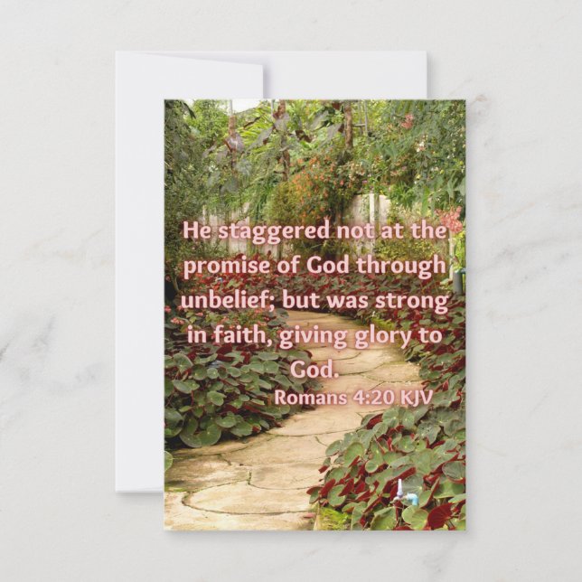 Romans 4:20 KJV Bible Verse Pic Flat Greeting Card (Front)
