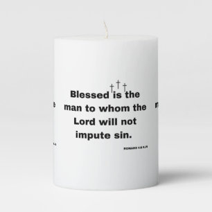 Romans 4:8 KJV Bible Verse Pillar Candle