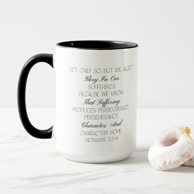 Romans 53:4 Hope Bible Verse Mug  (With Donut)