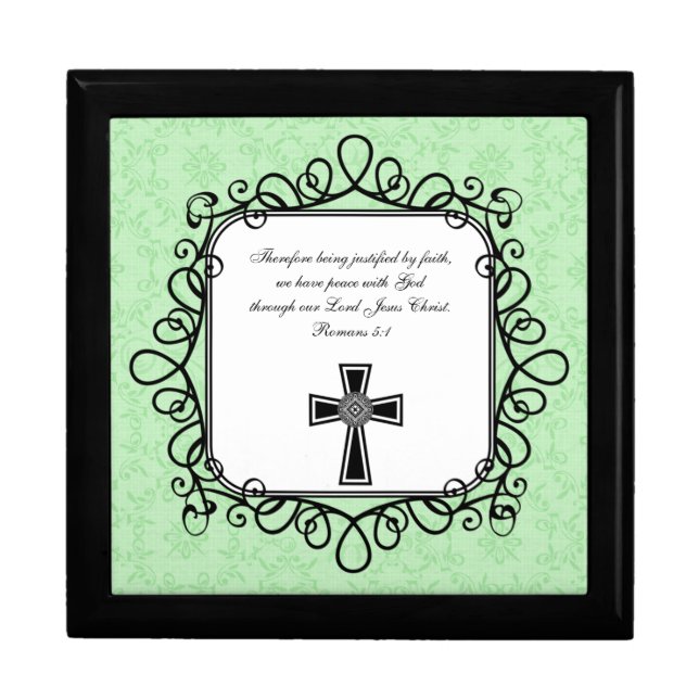 Romans 5:1 Bible Verse Keepsake Box (Front)