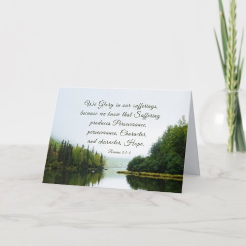 Romans 53_4 We Glory in our Sufferings Lake Trees Card