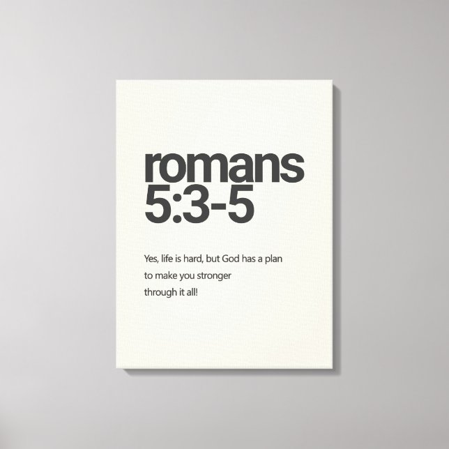 Romans 5:3 Minimalist Christian Canvas Wall Art (Front)
