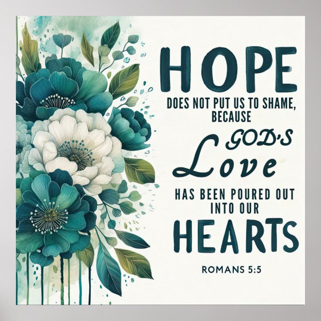 Romans 5:5 Christian scripture wall poster (Front)