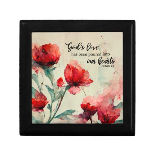 Romans 55 Gods Love Bible Verse Red Pink Flowers Gift Box
