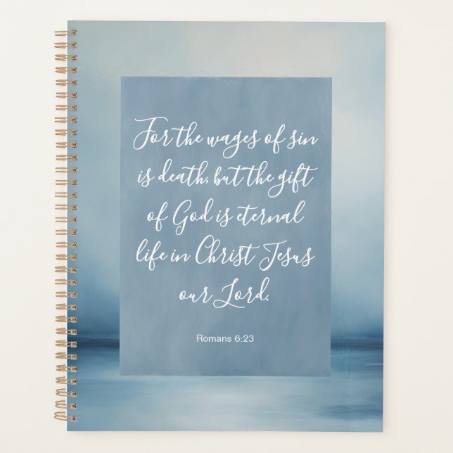 Romans 6:23 Bible Verse Image Spiral Notebook (Front)