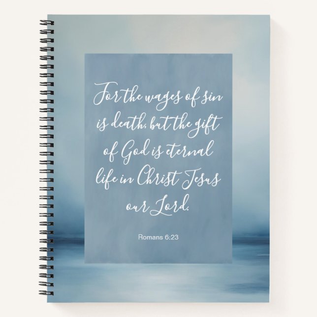 Romans 6:23 Bible Verse Image Spiral Notebook (Front)