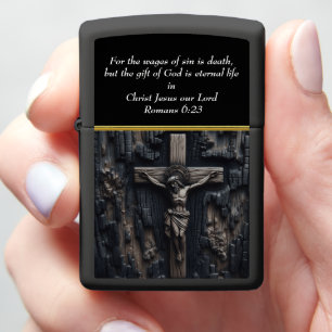 Romans 6:23 Burnt Wood Art Zippo Lighter