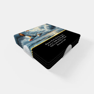 Romans 6:23 Christian Faith cross with ducks   Coaster Set