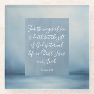 Romans 6:23 Customizable Bible Verse Glass Coaster