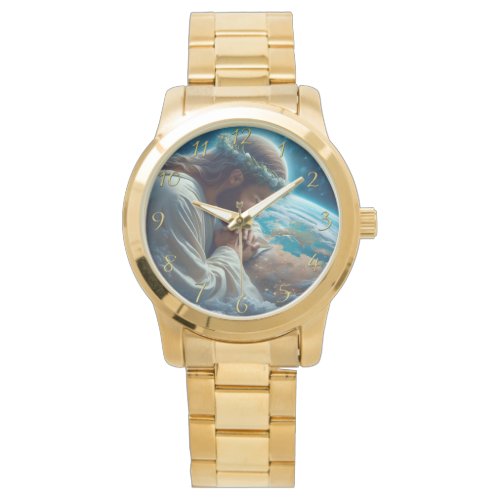 Romans 623 hand holding cross  gold watch