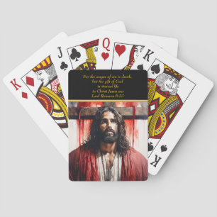 Romans 6:23 Jesus on the cross Poker Cards