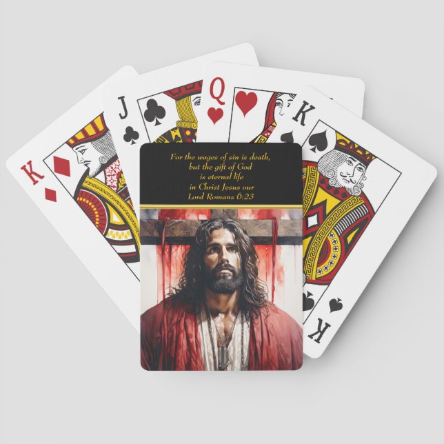Romans 6:23  Jesus on the cross  Poker Cards (Back)
