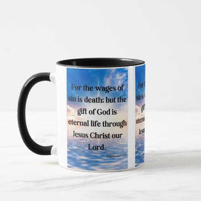 Romans 6:23 KJV Bible Verse Pic Two-Tone Mug (Left)