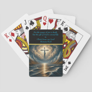 Romans 6:23 Savior Above Roaring Waters Poker Cards