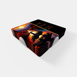 Romans 6:23  White Church  gold Coaster Set