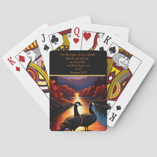 Romans 6:23  White Church  gold Poker Cards (Back)