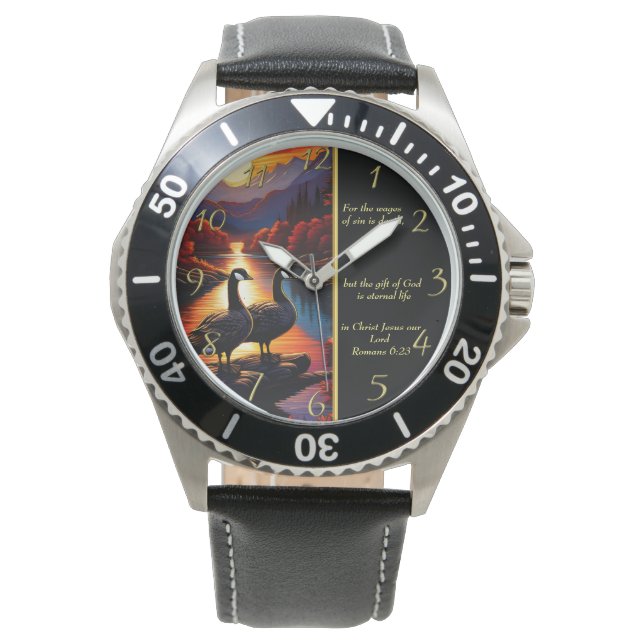 Romans 6:23  White Church  gold Watch (Front)