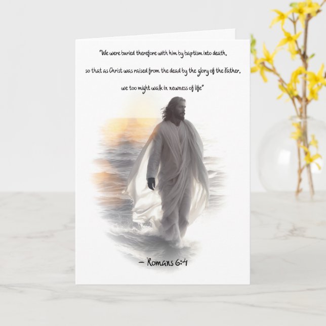 Romans 6: 4 Baptism Greeting Card (Yellow Flower)