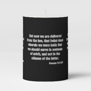 Romans 7:6 KJV Bible Verse Pillar Candle