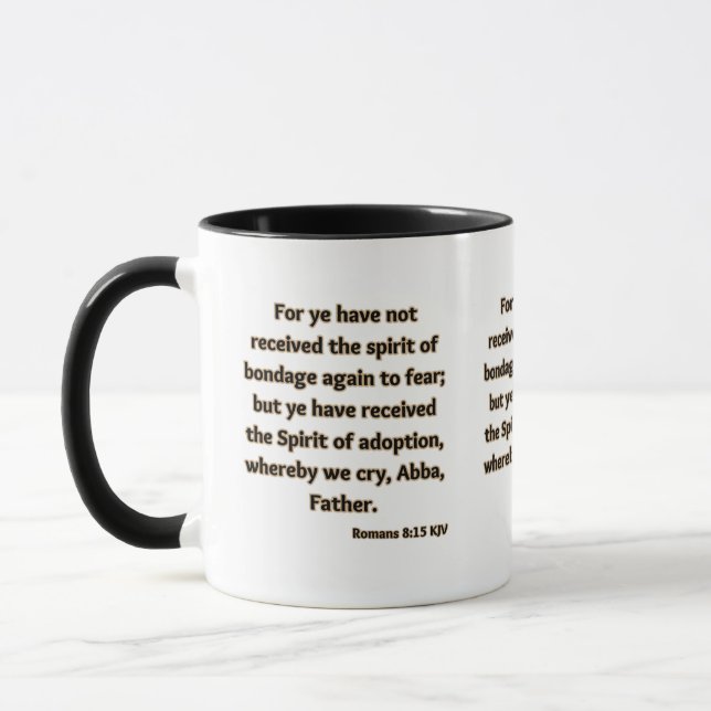 Romans 8:15 KJV Bible Scripture Two-Tone Mug (Left)