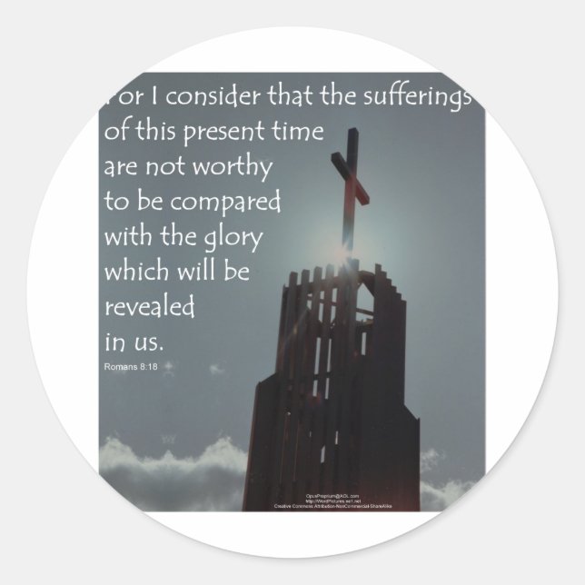Romans 8:18 Glory to be Revealed Classic Round Sticker (Front)