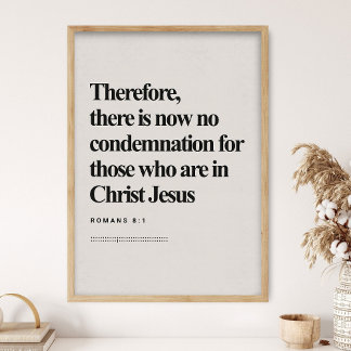 Romans 8:1, DIGITAL Print, Bible Verse, Modern Bib Poster