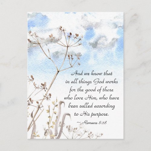 Romans 828 All things God works for the good Postcard