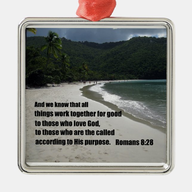 Romans 8:28 All things work together for good... Metal Ornament (Front)