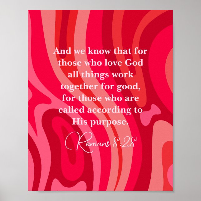Romans 8:28 All Things Work Together Scripture Poster (Front)
