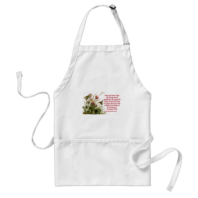 Romans 8:28 Bee Motif Adult Apron (Front)