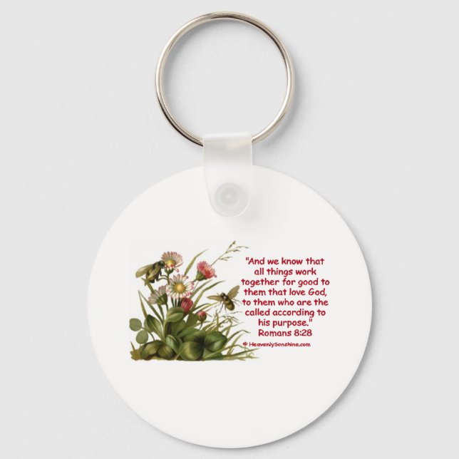 Romans 8:28 Bee Motif Keychain (Front)