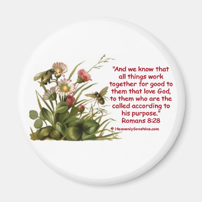 Romans 8:28 Bee Motif Magnet (Front)