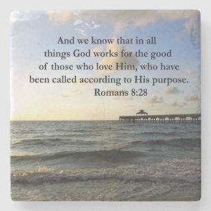 ROMANS 8:28 BIBLE STONE COASTER