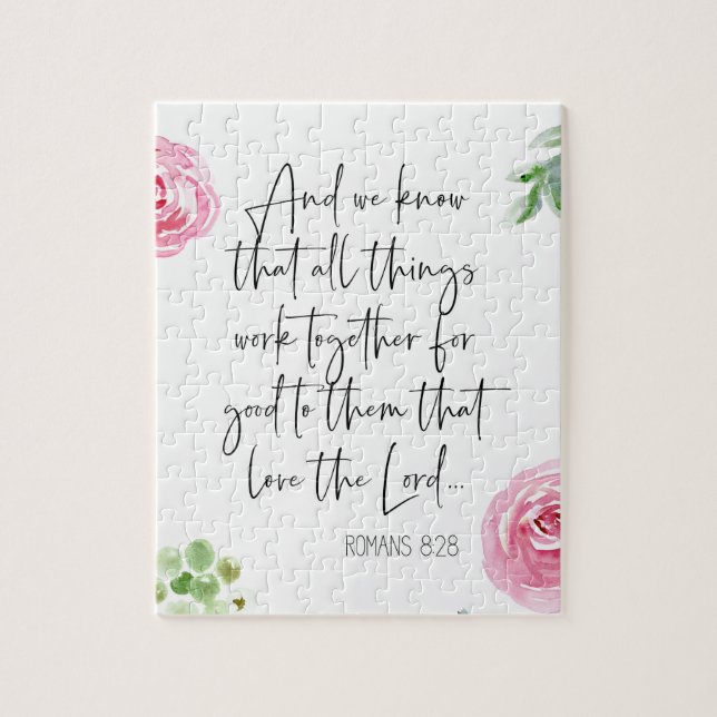 Romans 8:28 Bible Verse Puzzle (Vertical)