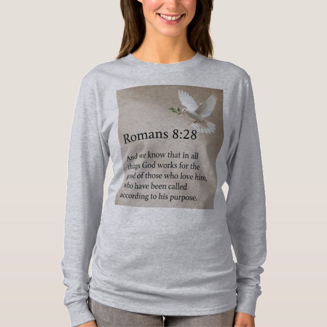 Romans 8:28 Bible Verse Women's Long Sleeve Tee (Front)